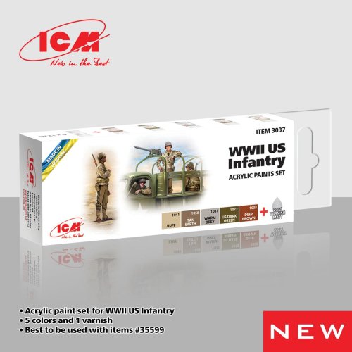 Go to product ICM 3037 - Zestaw farb WWII US Infantry
