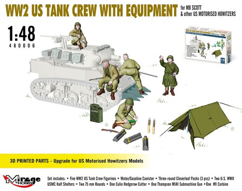 Go to product Mirage 480006 - 1:48 WW2 US Tank Crew With Equipment for M8 Scott & other US Motoresed Howitzer