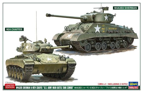 Go to product Hasegawa 30068 - 1:72 M4A3E8 Sherman & M24 Chaffee U.S. Army Main Battle Tank Combo