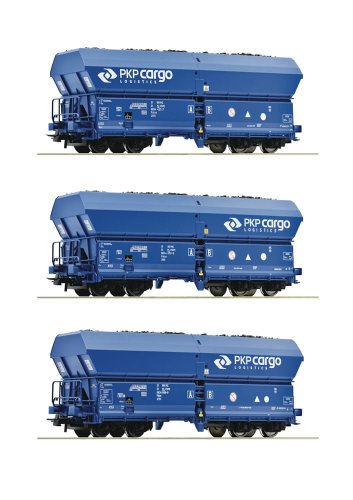 Go to product ROCO 76046 H0 - Set of 3 Falns self-unloading wagons with PKP Cargo load