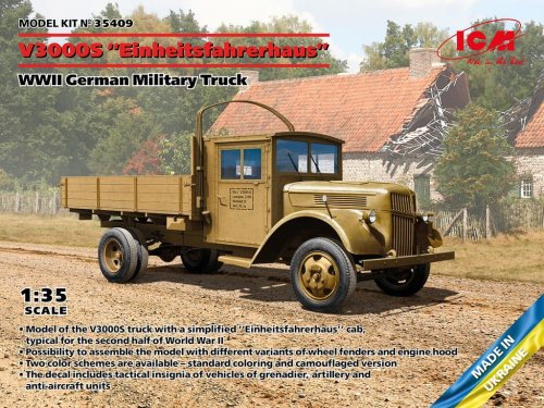 Go to product ICM 35409 - 1:35 V3000S Einheitsfahrerhaus WWII German Military Truck