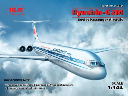 Go to product ICM 14405 - 1:144 Ilyushin-62M Soviet Passenger Aircraft