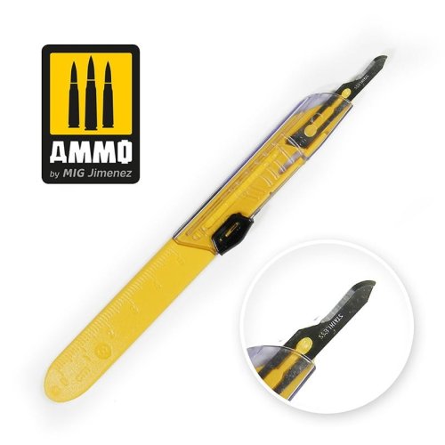 Go to product Ammo Mig 8698 - Skalpel z zaokrąglonym ostrzem i wysuwaną osłoną ochronną
