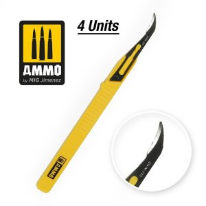 Ammo Mig 8690 - Zestaw mini skalpeli z zagiętym ostrzem 4 sztuki