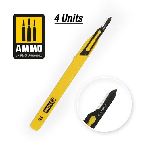 Go to product Ammo Mig 8689 - Zestaw mini skalpeli z zaokrąglonym ostrzem 4 sztuki