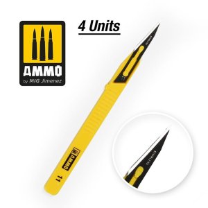 Ammo Mig 8688 - Zestaw mini skalpeli z prostym ostrzem 4 sztuki