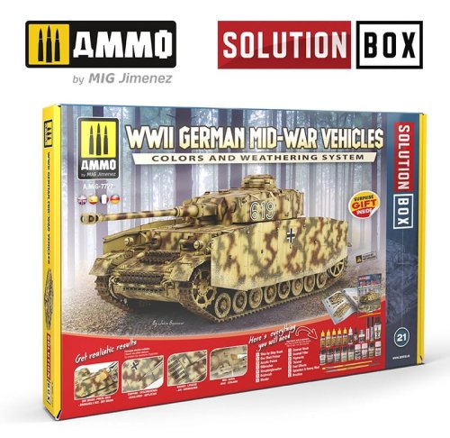 Go to product Ammo Mig 7727 - Zestaw chemii WWII German Mid-War Vehicles Colors and Weathering System Solution Box