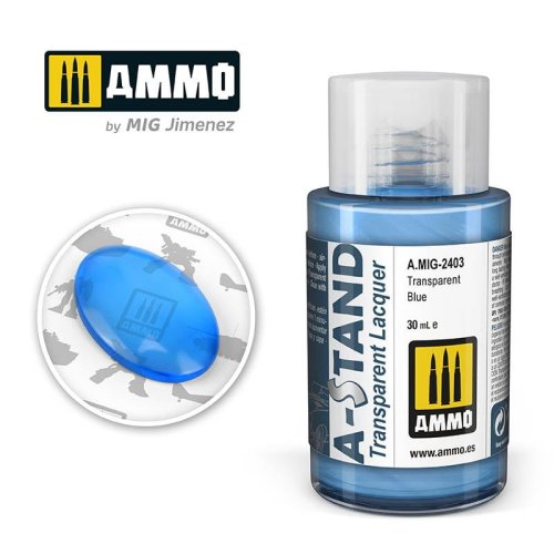 Go to product Ammo Mig 2403 - Farba A-Stand Transparent Blue 30 ml
