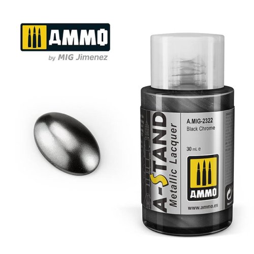 Go to product Ammo Mig 2322 - Farba A-Stand Metallic Black Chrome 30 ml
