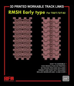 Rye Field Model 2057 - 1:35 3D Printed Workable Track Links RMSH Early Type for T-55/72/62