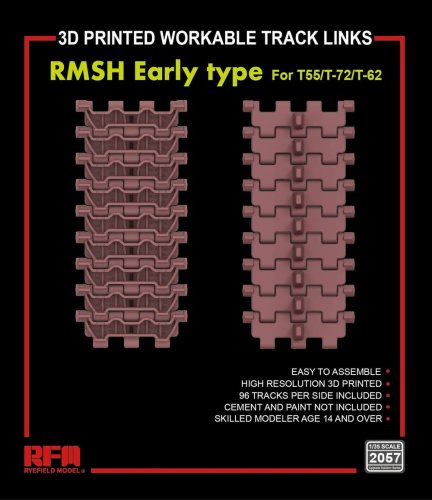 Go to product Rye Field Model 2057 - 1:35 3D Printed Workable Track Links RMSH Early Type for T-55/72/62