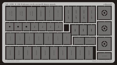 Go to product EDUARD XL520 - 1:32 F-16 etch stencil data mask -etch
