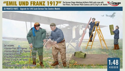 Go to product Mirage 480009 1:48 WWI German FA(A) Units Crew Emil und Franz 1917 w/ Equipment