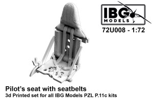 IBG 72U008 - 1:72 Pilot's Seat with Seatbelts 3D Printed for IBG PZL P.11c