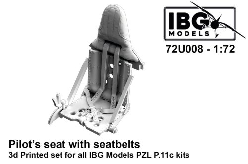 Go to product IBG 72U008 - 1:72 Pilot's Seat with Seatbelts 3D Printed for IBG PZL P.11c