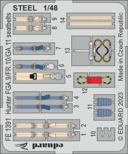 Eduard FE1391 - 1:48 Hunter FGA.9/FR.10/GA.11 seatbelts - Steel