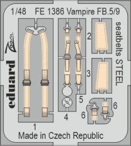 Eduard FE1386 - 1:48 Vampire FB.5/9 seatbelts - Steel
