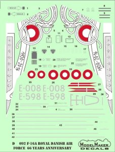 Modelmaker D72092 - 1:72 F-16A Royal Danish Air Force 66 Years anniversary