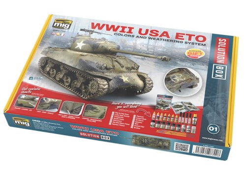 Go to product AMMO MIG 7700 - WW II USA ETO Colors and Weathering System Solution Box