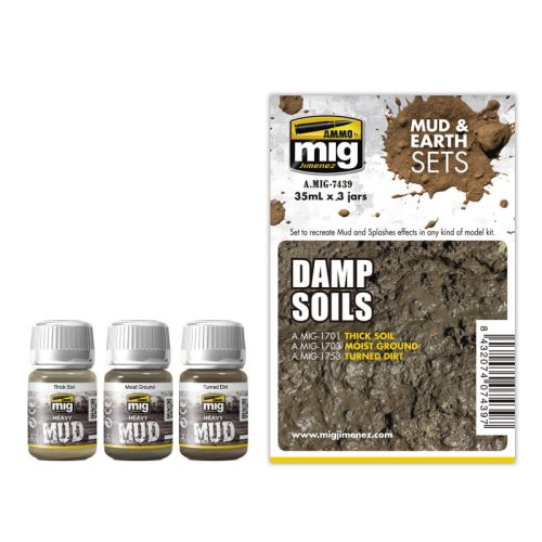 Go to product AMMO MIG 7439 - Damp Soils - Mud & Earth Set 3 x 35 ml