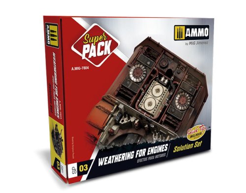 Go to product AMMO MIG 7804 - Weathering for Engines Solution Set - Super Pack