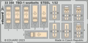 Eduard 33358 - 1:32 TBD-1 seatbelts - Steel