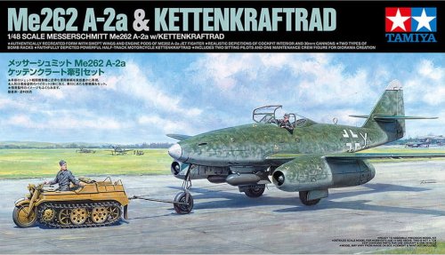 Go to product Tamiya 25215 - 1:48 Messerschmitt Me262 A-2a w/ Kettenkraftrad