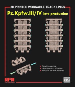 Rye Field Model 2014 - 1:35 3D Printed Workable Track Links for Pz.Kpfw. III/IV Late Production