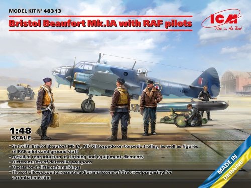 Go to product ICM 48313 - 1:48 Bristol Beaufort Mk.IA with RAF Pilots
