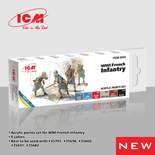 Go to product ICM 3045 - WWI French Infantry acrylic paints set