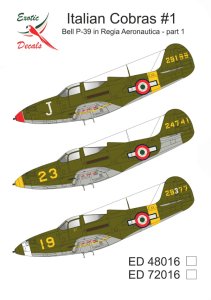 Exotic Decals 72016 - 1:72 Italian Cobras #1 Bell P-39 in Regia Aeronautica - Part 1