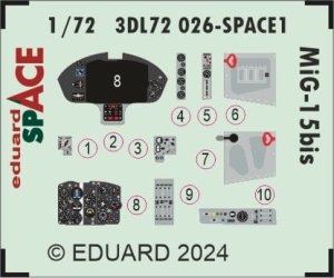 Eduard 3DL72026 - 1:72 MiG-15bis Space 3D Decals + PE