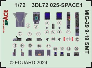 Eduard 3DL72025 - 1:72 MiG-29 9-19 SMT Space 3D Decals + PE