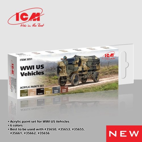 Go to product ICM 3051 - Zestaw farb WWI US Vehicles