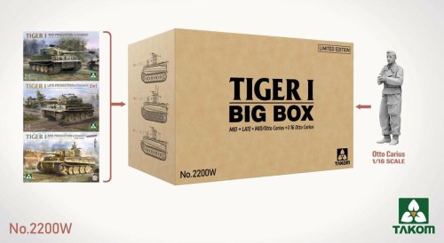 Go to product Takom 2200W - 1:35 Tiger I Big Box Mid+Late+Mid/Otto Carius +1/16 Otto Carius