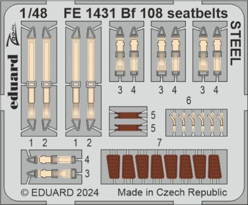 Go to product Eduard FE1431 - 1:48 Bf 108 seatbelts - Steel
