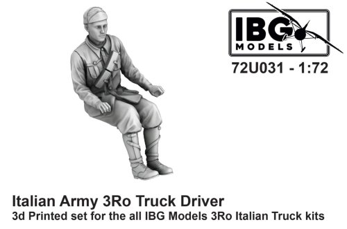 Go to product IBG 72U031 - 1:72 Italian Army 3Ro Truck Driver 3D Printed Set for all IBG 3Ro Italian Truck Kits