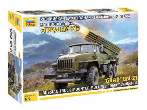 Go to product Zvezda 5051 - 1:72 Grad BM-21 Russian Truck Mounted Multiple Rocket Launcher