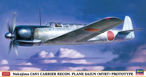 Go to product Hasegawa 07528 - 1:48 Nakajima C6N1 Carrier Recon Plane Saiun Myrt Prototype