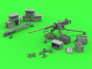 Master GM-35-064 - 1:35 Browning M2HB .50 cal (12,7mm) - machine gun on M3 tripod - WWII version (with M2 ammo can)