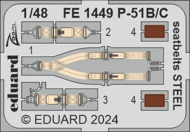 Go to product Eduard FE1449 - 1:48 P-51B/C seatbelts - Steel