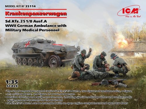 Go to product ICM 35114 - 1:35 Krankenpanzerwagen Sd.Kfz. 251/8 Ausf. A WWII German Ambulance with Military Medical Personnel