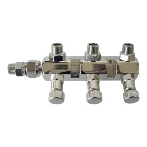 Sparmax 41200189 - Triple manifold with independent pressure control for airbrushes, 1/8 inch thread