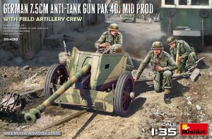 Miniart 35400 - 1:35 German 7,5 cm Anti-Tank Gun PaK 40 Mid Prod. w/ Artillery Crew