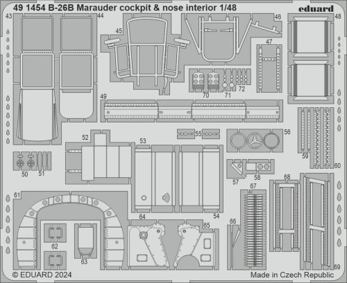 Go to product Eduard 491454 - 1:48 B-26B Marauder cockpit & nose interior