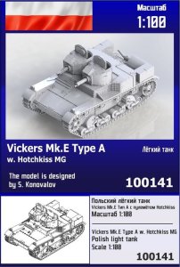 Zebrano Z100-141 - 1:100 Vickers Mk.E Type A w. Hotchkiss MG Polish Light Tank