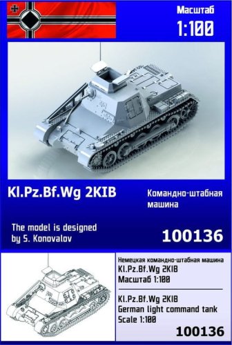 Go to product Zebrano Z100-136 - 1:100 Kl.Pz.Bf.Wg 2KIB German Light Command Tank