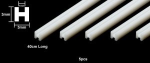 TAMIYA 70201 - Plastic Beams 3mm H-shaped - White 5pcs x 40 cm