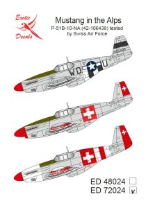Exotic Decals 72024 - 1:72 Mustang in The Alps P-51B-10-NA Tested by Swiss Air Force