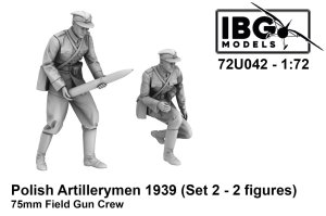 IBG 72U042 - 1:72 Polish Artillerymen 1939 Set 2 - 2 Figures 75 mm Field Gun Crew